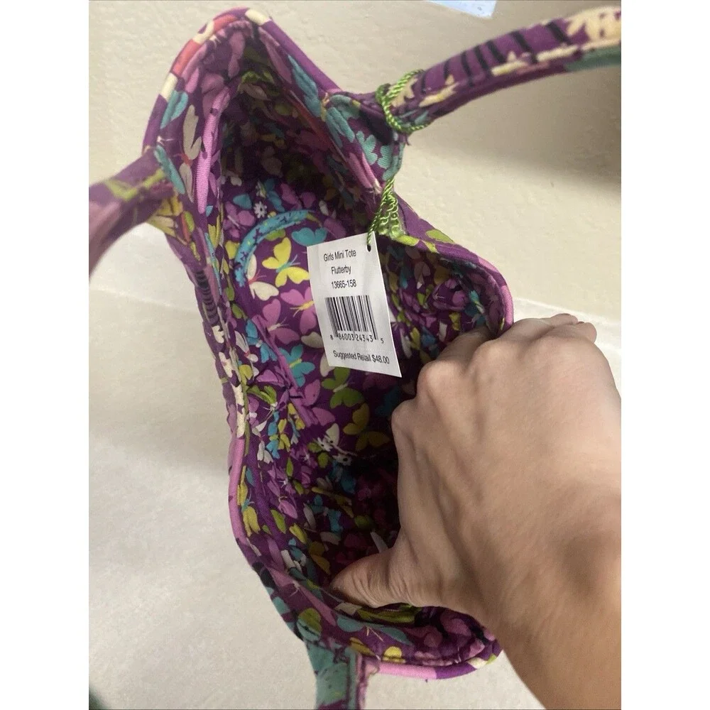 Vera Bradley Flutterby Girls Tote Bag Butterfly Purse Retired EUC